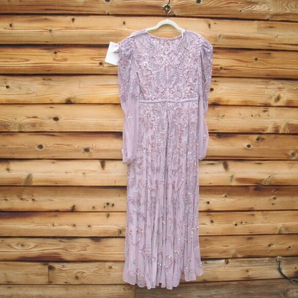 MAC DUGGAL $798 93930 Purple Puff Sleeve Embellished A Line Gown Dress - Picture 11 of 14